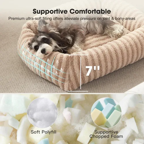 Vista 2 de MIXJOY Cama para Perros de Tamaño Mediano y Pequeño, Cama Lavable para Perros Medianos con Funda Extraíble, Cama Rectangular para Perros de Felpa