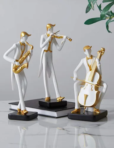 Vista 5 de HAUCOZE - Estatua de saxofón para decoración musical, estatua de músico, 10 pulgadas Modern Arts, Home Gift for Studio Living Room Office, for