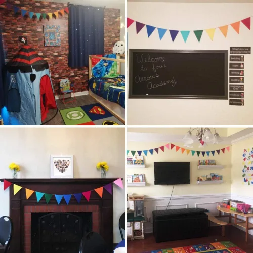Vista 6 de Banderines de tela de fieltro arcoíris, 24 unidades/16.4 pies (paquete de 2) carteles decorativos para fiestas de cumpleaños, baby shower