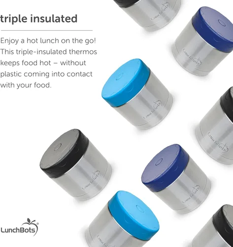 Vista 5 de LunchBots - Termo de boca ancha de acero inoxidable de 16 onzas - Termo aislado con tapa ventilada - Mantiene la comida caliente o fría durante