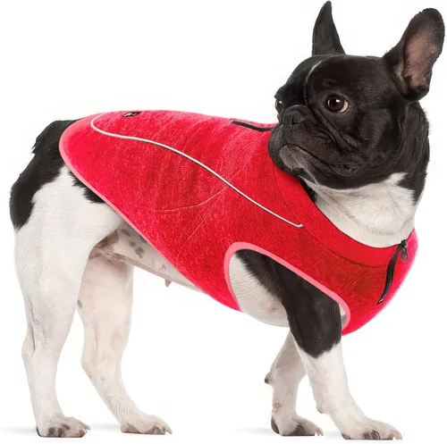 Vista 9 de Suéter de forro polar aislado para perros Chaleco ligero y cálido para perro Puerto con cremallera para arnés Chaqueta de invierno para clima