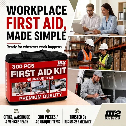 Vista 10 de M2 BASICS Kit de primeros auxilios de 300 piezas con bolsa duradera