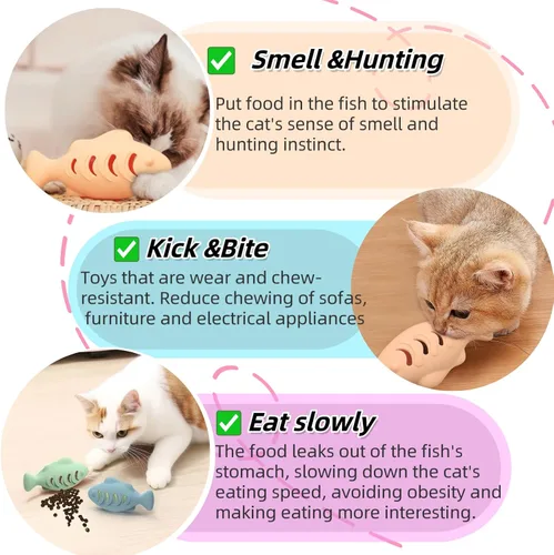 Vista 4 de Paquete de 2 juguetes de silicona para gatos con una bola de campana, dispensador interactivo de golosinas y masticador de dentición para gatitos