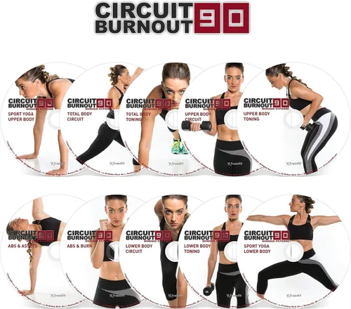 Vista 2 de CIRCUIT BURNOUT 90 DVD con programa de rutinas de ejercicio de 90 días con 10 1 videos de ejercicios calendario de entrenamiento guía de ejercicio