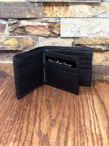 Vista 7 de Cartera personalizada de cuero marrón genuino de dos pliegues marrón