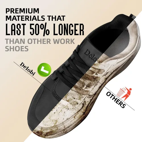 Vista 6 de Zapatos de trabajo antideslizantes para hombres, zapatos de cocina antideslizantes resistentes al agua, para restaurante, chef, servicio
