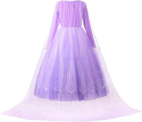 Vista 2 de Melaura Disfraz de princesa brillante para niñas, disfraz de fiesta de nieve, disfraz de concurso de Halloween morado