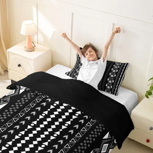 Vista 5 de Erosebridal Bohemian Duvet Cover Twin Country Southwestern Comforter Cover for Kids Teens Boho Aztec Arrows Diamond Bedding Set Black Gray Geometric