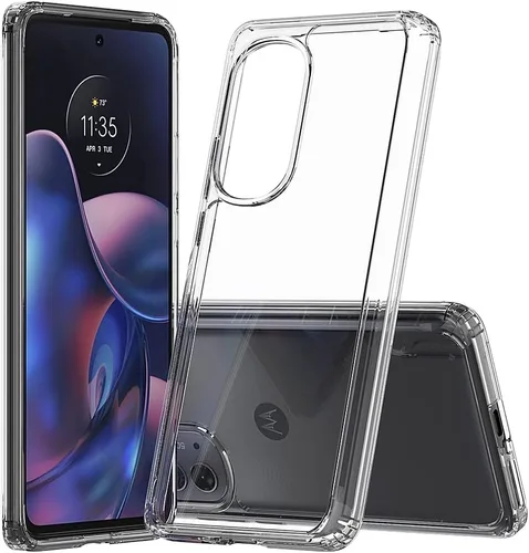 Vista 6 de Kowauri Funda transparente para Motorola Moto Edge 2022 - Parte trasera de policarbonato duro con parachoques delgado de TPU, cubierta protectora a