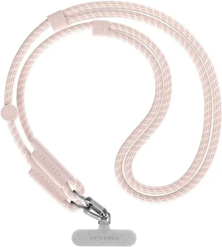 Vista 8 de CASETiFY Correa de cuerpo cruzado de cuerda de 0.236 in con tarjeta - Rosa rubor Rosa rubor con cierre de plata
