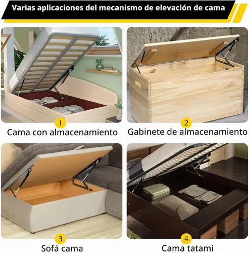 Vista 9 de Dyna-Living Mecanismo de elevación de cama, capacidad de carga de 48.5 lbs/48.5 libras, kit de elevación de almacenamiento de cama de gas hidráulico