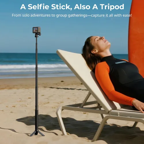 Vista 2 de SmallRig Trípode invisible para selfie stick para cámara de acción, poste extensible de 37.4 pulgadas con abrazadera de teléfono para GoPro 13/12