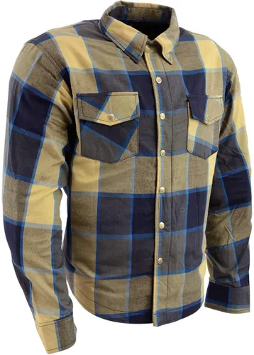 Vista 18 de Milwaukee Leather Camisa de montar de franela blindada a cuadros para hombre con refuerzo de fibra de aramida y armadura extraíble CE - S