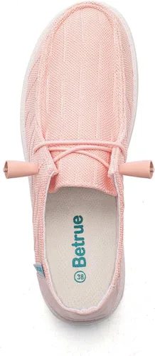 Vista 8 de Betrue Zapatos náuticos ligeros para mujer, mocasines informales, zapatos de cubierta sin cordones, tenis de lona transpirables