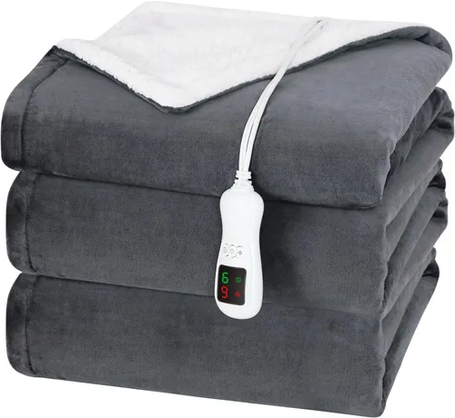 Vista 14 de Manta térmica eléctrica, calentador de manta lavable para el hogar para adultos, calentamiento rápido, franela suave súper acogedora de 50 x 60