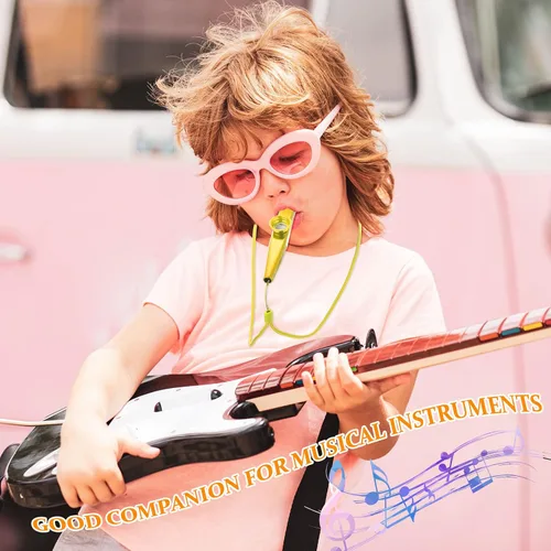 Vista 4 de 24 piezas de metal dorado y plateado Kazoo con cordones, instrumentos musicales, boca, buen compañero para guitarra, violín, piano, regalos