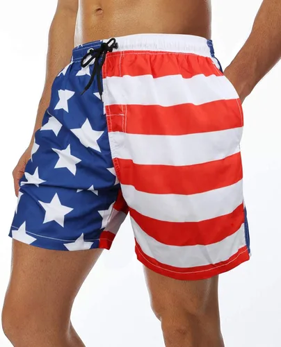 Vista 3 de Traje de baño corto de secado rápido para hombre, con forro de malla, moda