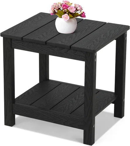 Vista 15 de Stoog Mesa auxiliar para exteriores, mesa auxiliar de madera de polietileno para todo tipo de clima, mesa auxiliar rectangular para patio trasero