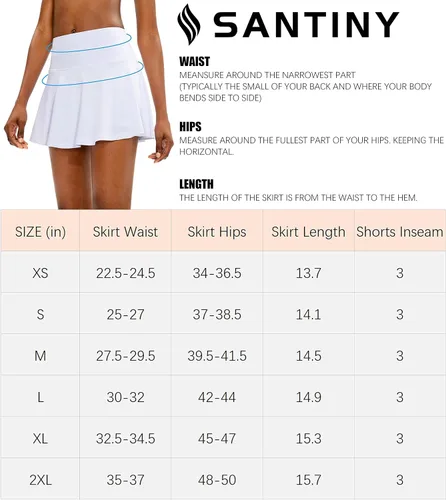 Vista 6 de SANTINY Pleated Tennis Skirt for Women with 4 Pockets Women's High Waisted Athletic Golf Skorts Skirts for Running Casual