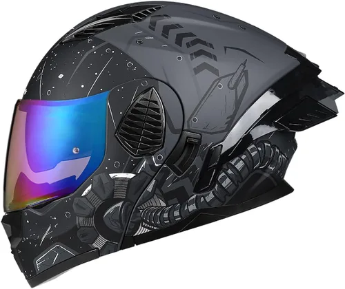 Vista 13 de Casco de Motociclista de Cara Completa con Visera Dual y Abatible para Adultos, Hombres y Mujeres, Integrado para Motocicleta, Calle, Ciclomotor