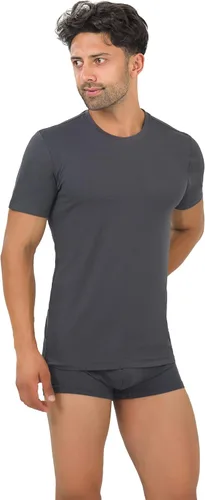 Vista 5 de BAMBOOVEN Camisetas para hombre de rayón hechas de bambú, ajuste moderno, camiseta interior que absorbe la humedad, cuello redondo, camisetas
