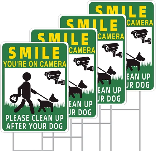 Vista 13 de Señales de cuidado con el perro, paquete de 2 carteles de 33x25 cm doble cara, plástico corrugado, estacas de metal en H, señales de perro