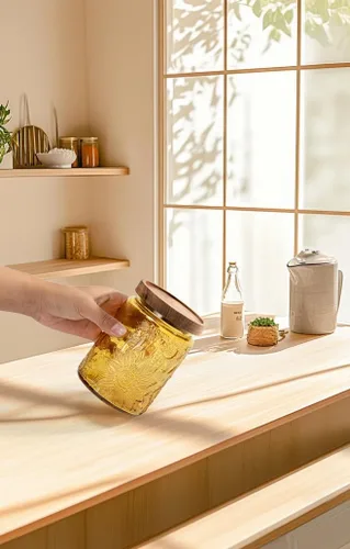 Vista 8 de Prettidecor Paquete de 2 tarros de almacenamiento de vidrio con tapa de bambú, recipientes de almacenamiento de alimentos de vidrio de cocina