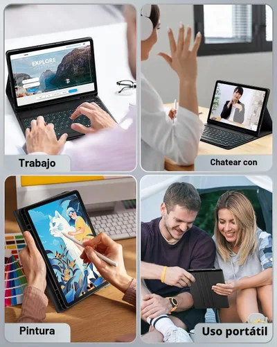 Vista 9 de Funda de teclado para Tab A9 de 8.7 pulgadas con teclado Samsung Galaxy Tab A9-2023 (SM-X110/SM-X115) Funda para tableta con teclado mágico