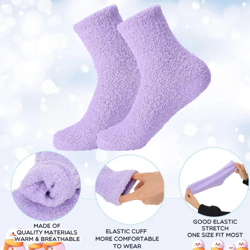 Vista 5 de Toulite 80 pares de calcetines de invierno mullidos para mujeres y niñas, a granel, para donaciones benéficas, antideslizantes, largos y esponjosos
