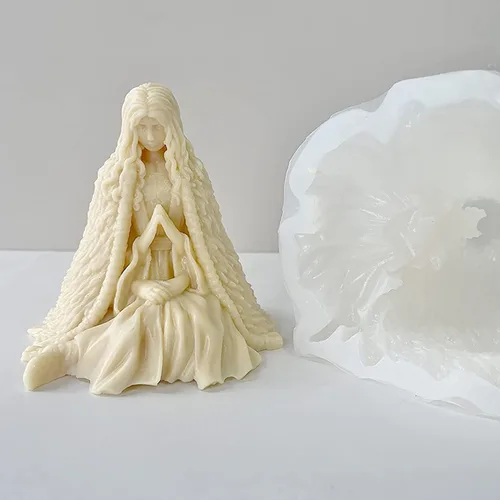 Vista 2 de Moldes de vela de silicona, 2 moldes de vela de bruja de mago de Halloween para hacer velas de cera, fabricación de jabón, fundición de resina