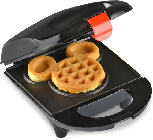 Vista 2 de Select Brands - Mini waflera de Mickey Mouse de Disney – Cocina bonitos gofres de Mickey Mouse – Con revestimiento antiadherente y pies