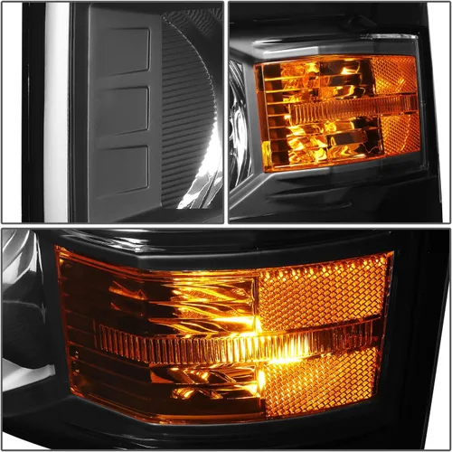 Vista 4 de DNA MOTORING HL-OH-CSIL14-BK-AM Faros delanteros negros y ámbar compatibles con Silverado 1500 2014-2015