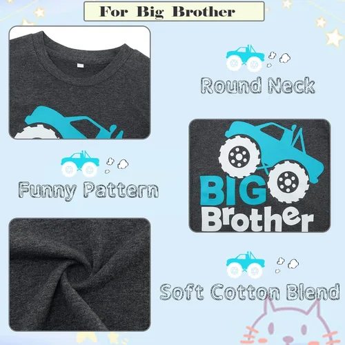 Vista 5 de Funnycokid Conjunto de camisas a juego para hermano mayor, hermano pequeño, ropa de regalo para bebé