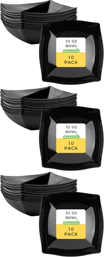 Vista 21 de Restaurantware Moderna - Cuencos de plástico de lujo de 8 onzas, 10 cuencos cuadrados desechables para ensalada, duraderos y resistentes