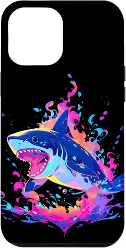 Vista 25 de iPhone 16 Colorful Shark, Spirit Animal, Multicolor Art, Case