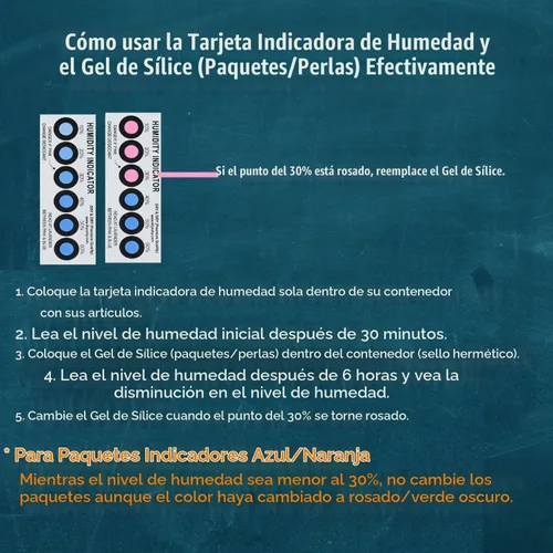 Vista 2 de Paquete de 20 tarjetas indicadoras de humedad prémium (reutilizables) – 10-60% 6 puntos (20 tarjetas)
