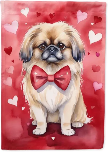 Vista 152 de Caroline's Treasures DAC5252GF Affenpinscher - Bandera de jardín con texto en inglés "My Valentine", bandera decorativa para patio exterior, patio