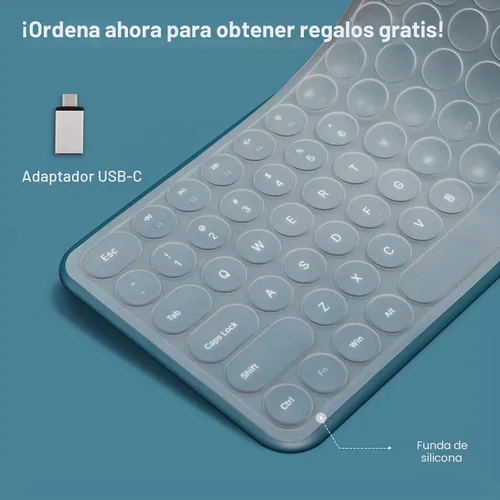 Vista 9 de Combo de teclado y mouse inalámbricos de 2.4G de tamaño completo, ultradelgado, silencioso, lindo, para computadora con receptor USB para Windows