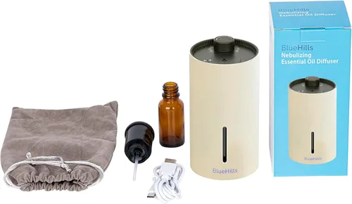 Vista 9 de BlueHills Waterless Cordless Essential Oil Diffuser for Home Car Office Hotel Travel Long Runtime Compact Premium Small Aroma Diffuser – J09 Beige
