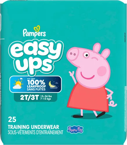 Vista 15 de Easy Ups - Pantalones de entrenamiento para niñas y niños, talla 4 (2T3T), 25 unidades, ropa interior absorbente de Peppa Pig, hasta un 100% a