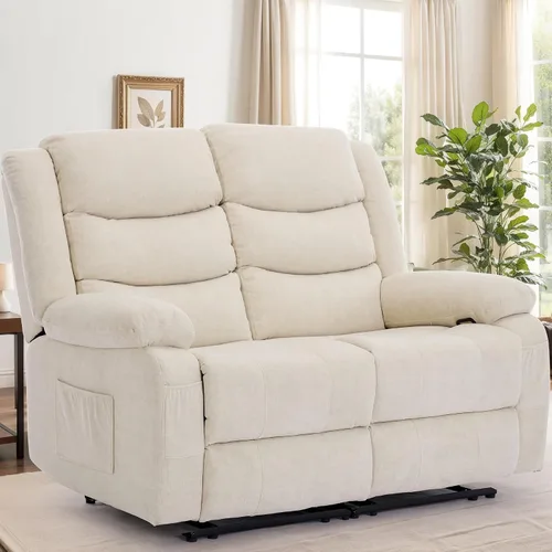 Vista 16 de Korser Sofá reclinable, sofá biplaza reclinable de gran tamaño con consola, sofá reclinable con portavasos y regleta de alimentación empotrada, sofá