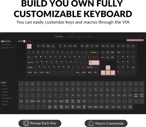 Vista 4 de Keychron K10 Pro Teclado Mecánico Inalámbrico Personalizable, QMKVIA Programable BluetoothCon Cable Retroiluminación Blanca, Interruptor Marrón