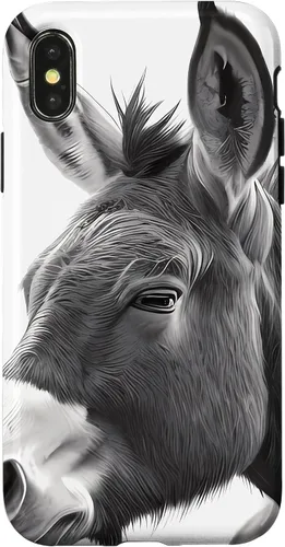 Vista 4 de Funda de retrato blanco y negro burro para iPhone 14
