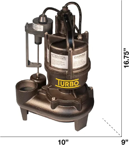 Vista 2 de Turbo Bomba sumergible de aguas residuales de hierro fundido 1/2HP con interruptor vertical