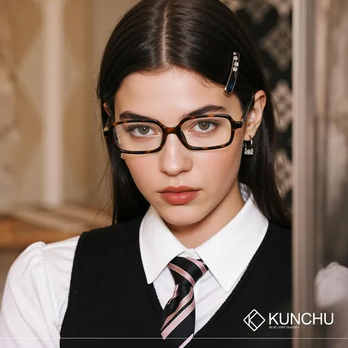 Vista 4 de Gafas de luz azul para mujer, pequeñas gafas cuadradas para computadora, ligeras y con protección UV
