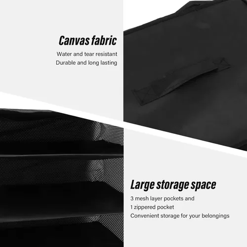 Vista 7 de Bolsa de viaje colgante, organizador de armario portátil, espacio grande, 3 capas de malla, 1 bolsillo con cremallera, tela de lona plegable