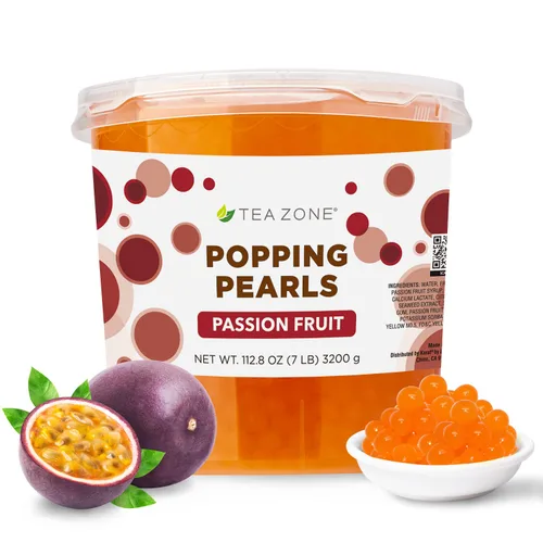 Vista 11 de Tea Zone Popping Pearls. Popping Boba, perlas negras con jugos saborizados, frasco de 7 Lb
