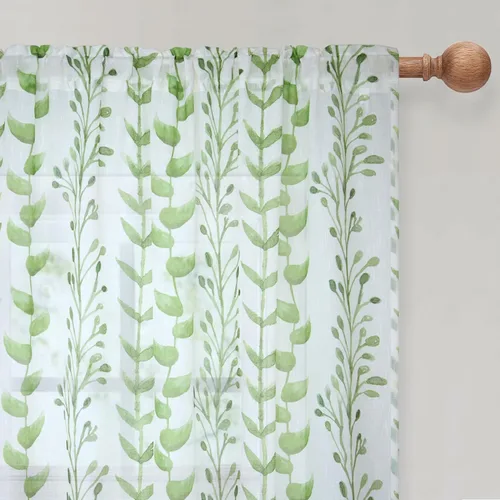 Vista 79 de BUHUA Cortinas pequeñas para ventana de 36 pulgadas de largo, 2 paneles, cortinas opacas con elegantes ramas de árbol plateadas, cortinas de bloqueo
