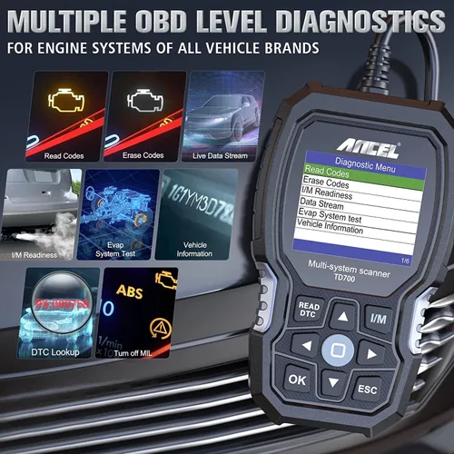Vista 5 de ANCEL TD700 All System OBD2 escáner compatible con Toyota Lexus Scion con funda protectora ANCEL