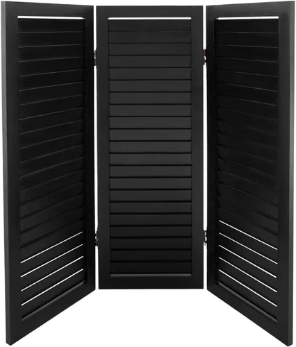 Vista 2 de Pantalla divisora de habitación de 3 paneles, pantalla corta de madera de privacidad independiente, divisores y divisores plegables para el hogar